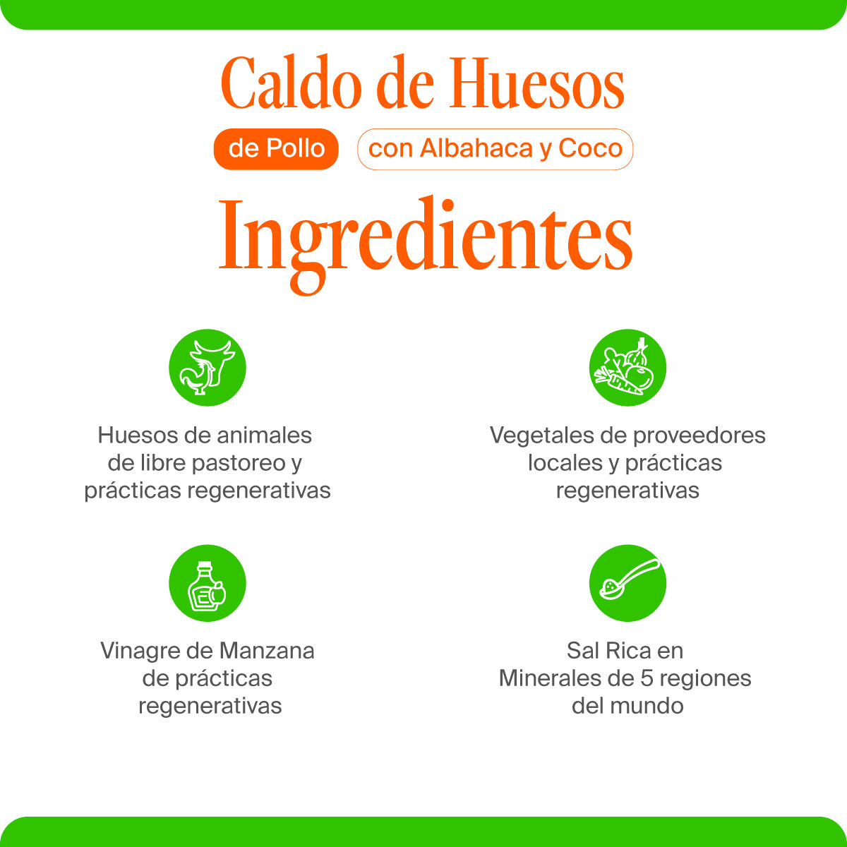 Caldo de Huesos de Pollo con Albahaca y Coco