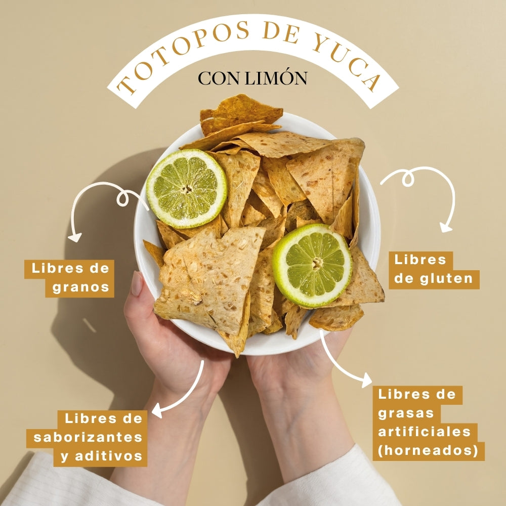 Totopos de yuca con limón