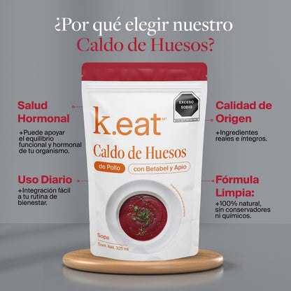Caldo de Huesos de Pollo con Betabel y Apio