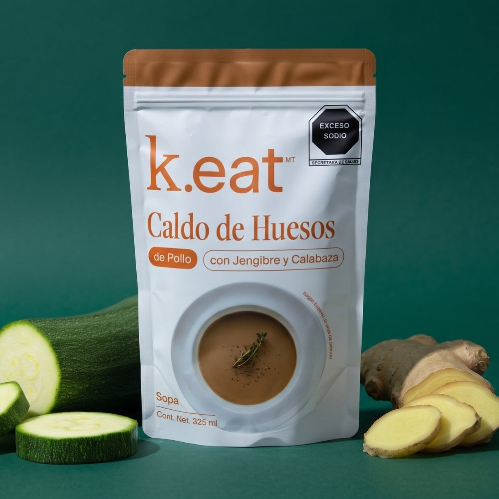 Caldo de Huesos de Pollo con Jengibre y Calabaza