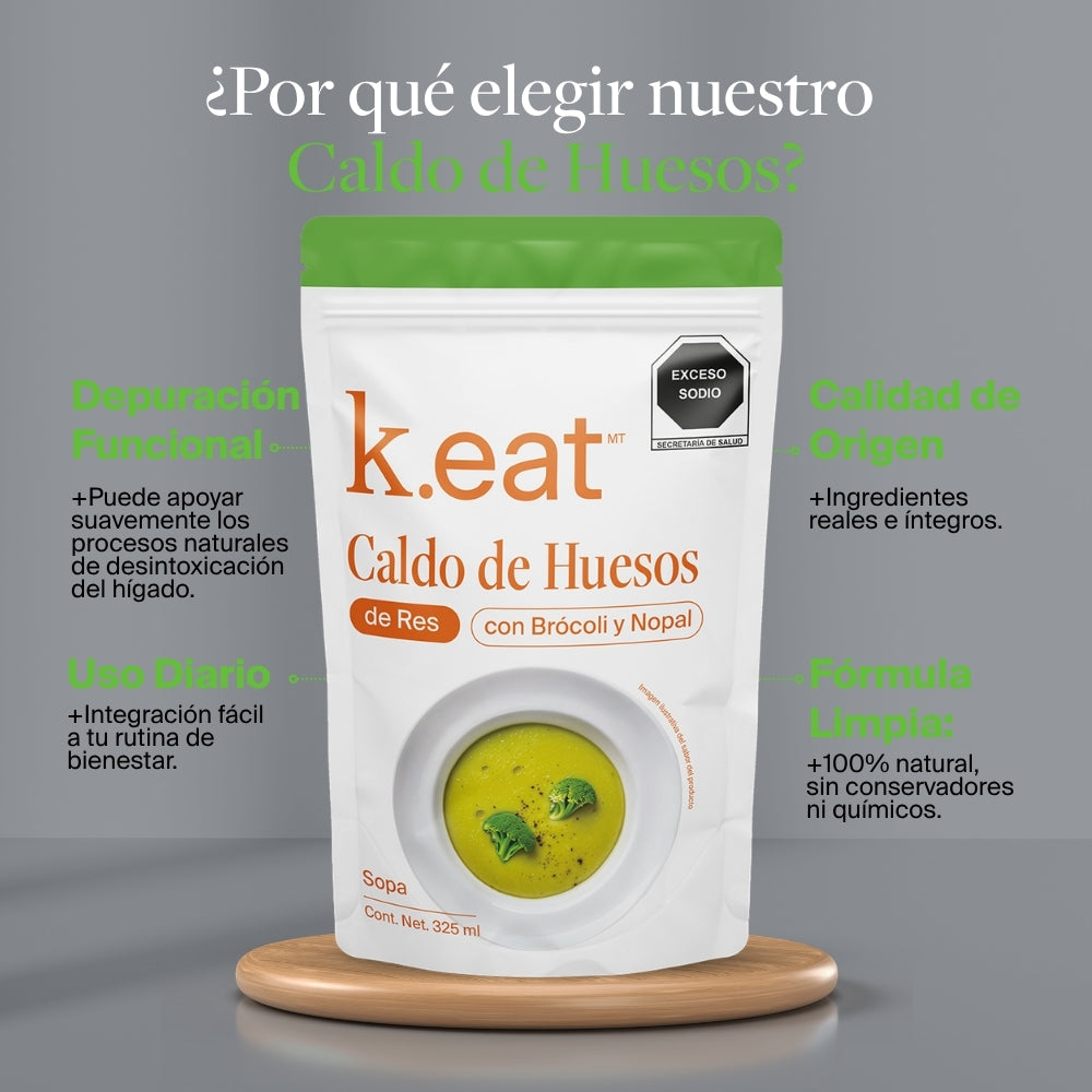 Caldo de Huesos de Res con Brócoli y Nopal