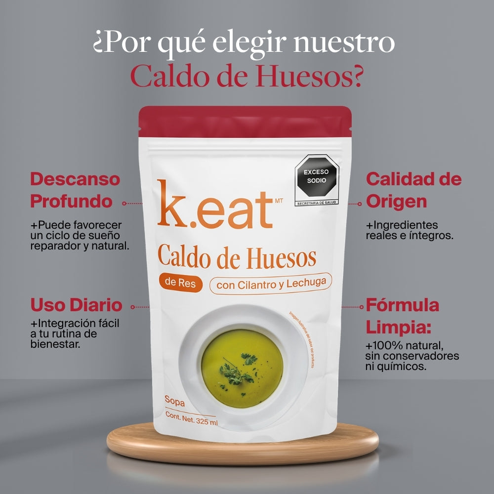 Caldo de Huesos de Res con Cilantro y Lechuga