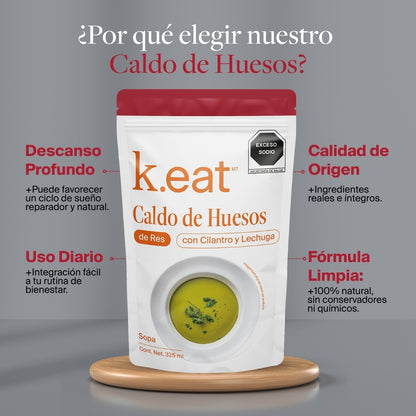 Caldo de Huesos de Res con Cilantro y Lechuga