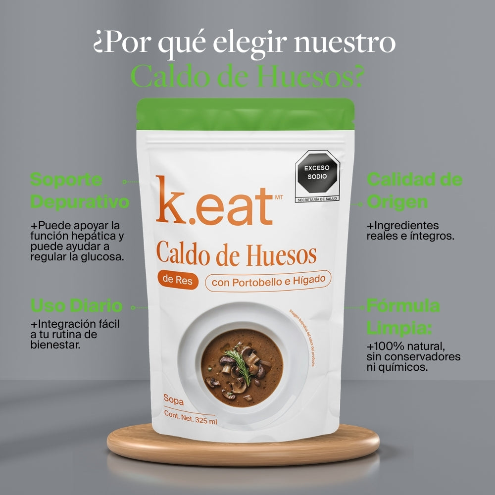 Caldo de Huesos de Res con Portobello e Hígado