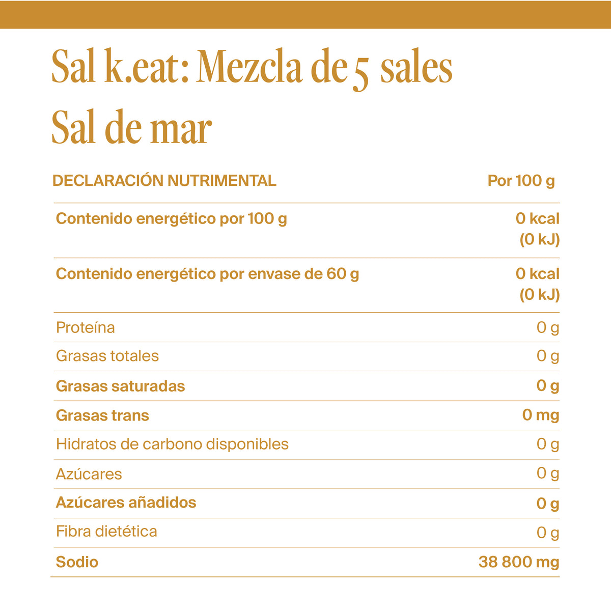 Sal k.eat: mezcla de 5 sales (a granel)