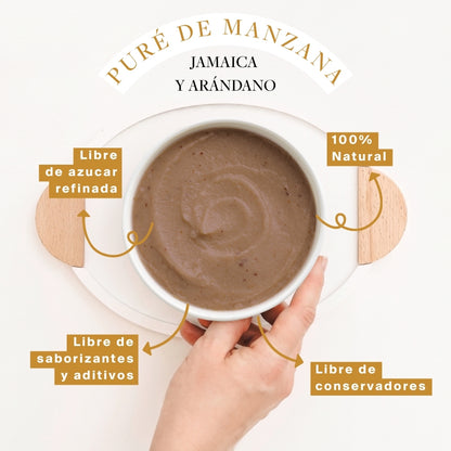 Puré de manzana, jamaica y arándano