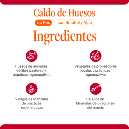 Caldo de Huesos de Res con Betabel y Apio