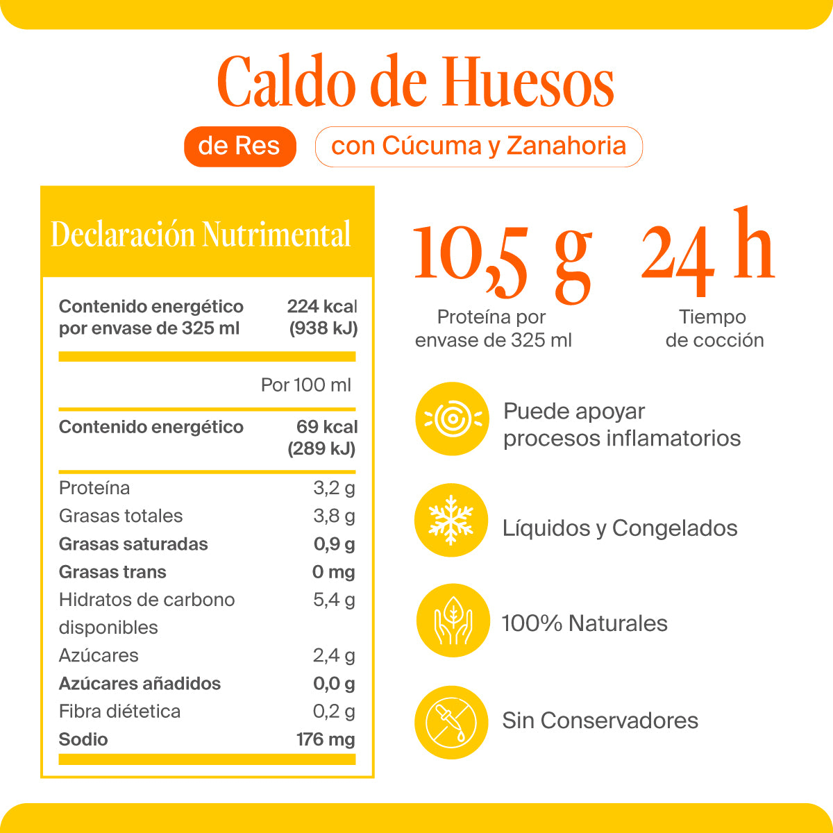 Caldo de Huesos de Res con Cúrcuma y Zanahoria
